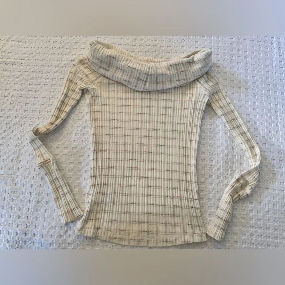 Free People We The Free Snowbunny Off The Shoulder Top Metallic Stripe Womens L - Picture 6 of 6